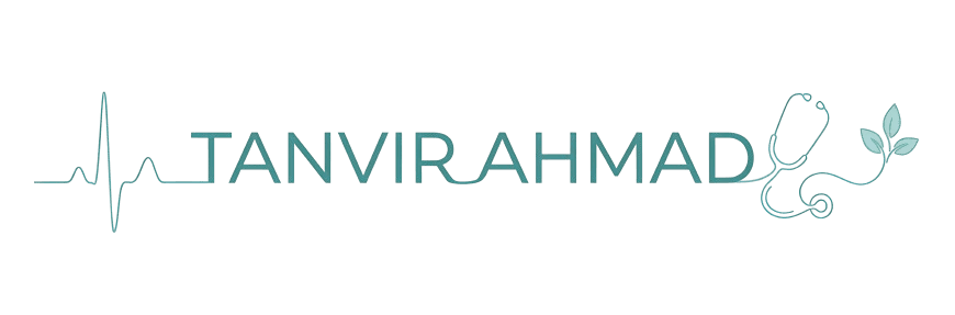 Tanvir Ahmad — medical line art with ECG and stethoscope