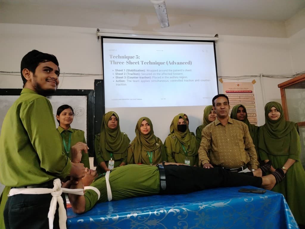 Class demonstration of shoulder dislocation reduction using the Three-Sheet Technique